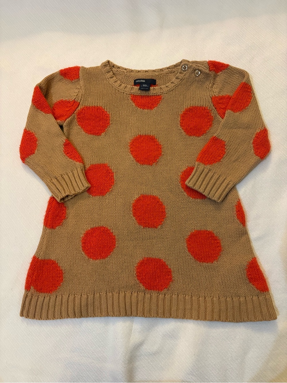 babyGap Tan Sweater Dress with Orange Polka Dots